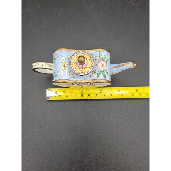 Kelvin Chen Miniature Enamel Heart-shaped Teapot #450 Yellow and Pink Flowers - Picture 8 of 8